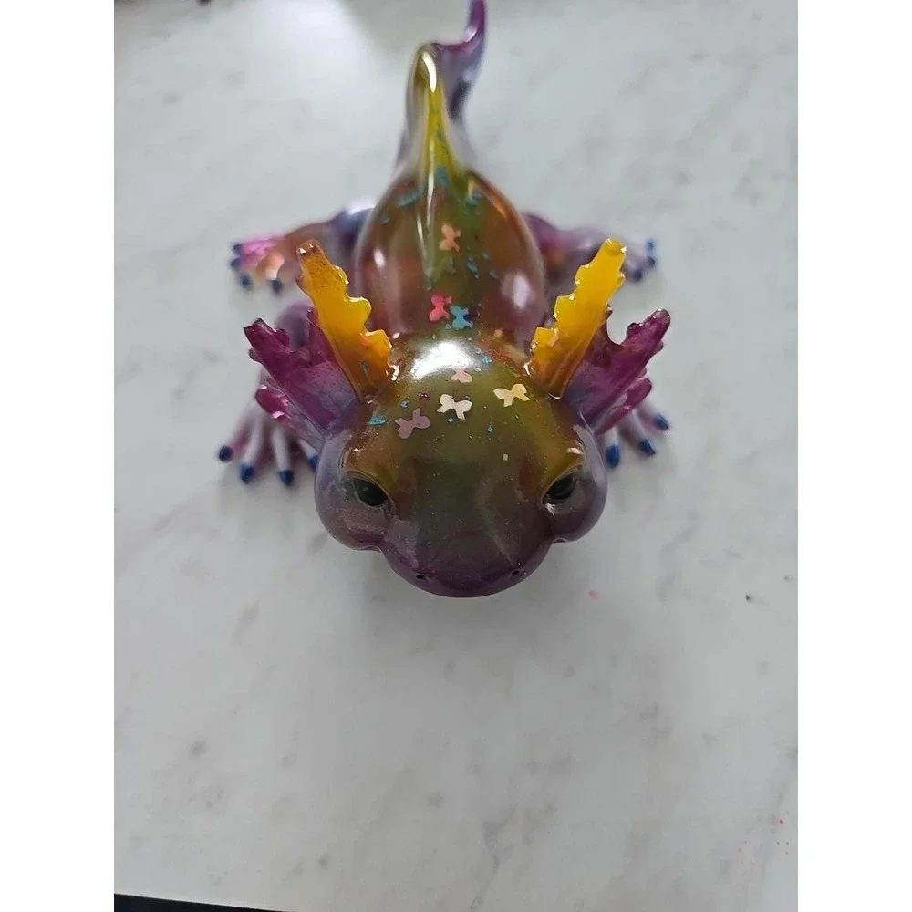 Handmade‎ Resin Axolotl  Multi Colored Decoration Gift Paper Weight. 707